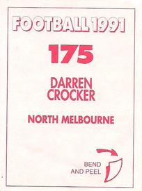 1991 Select AFL Stickers #175 Darren Crocker Back
